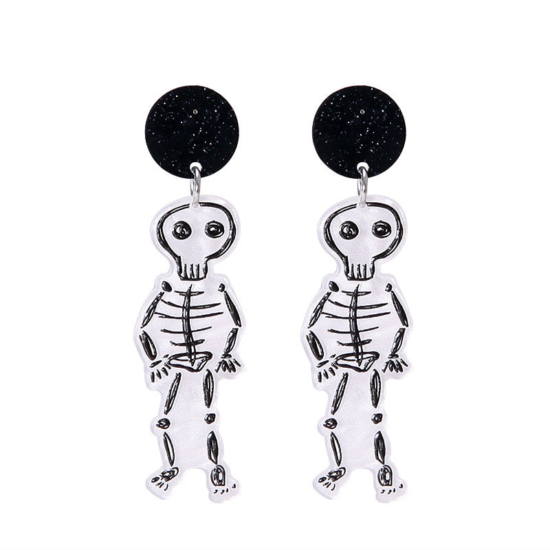 Pendientes acrílicos de Halloween con forma de calabaza y gato para mujer