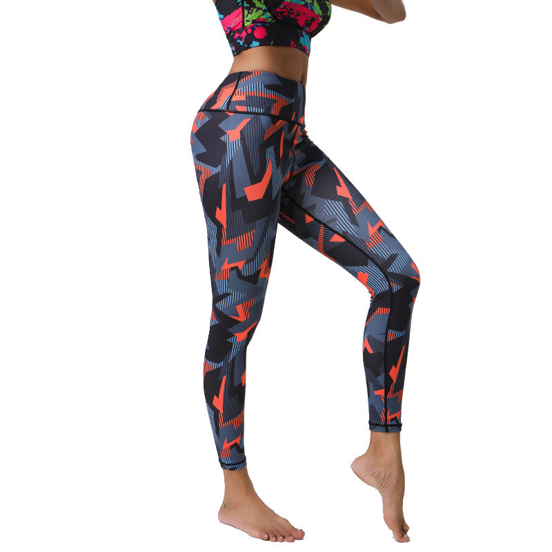 Leggings de sport taille haute imprimés pour femmes, style yoga
