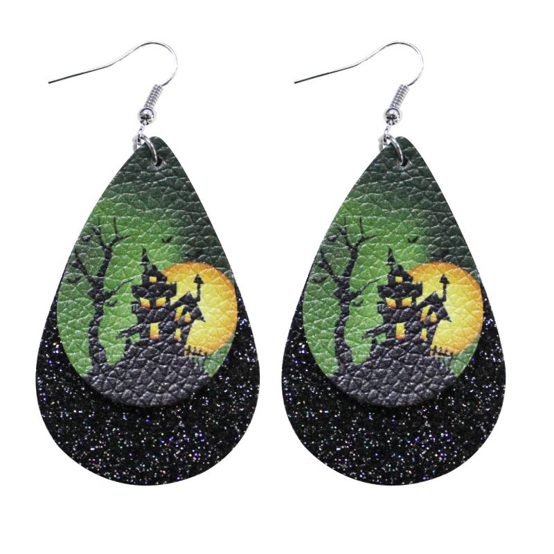 Pendientes de calavera con purpurina para Halloween para mujer