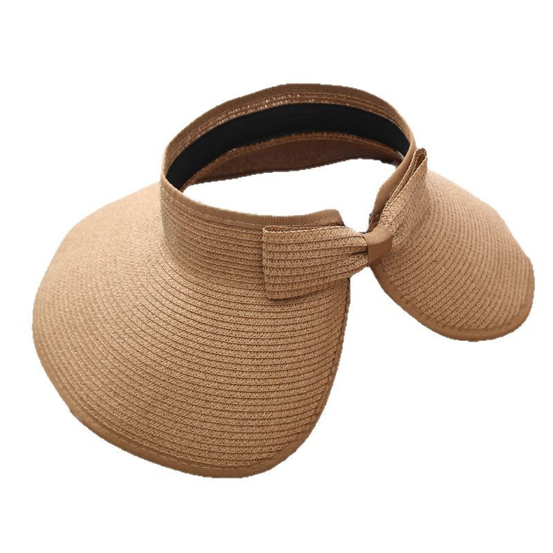 Women Fashion Casual Solid Color Straw Hat for Sun Protection