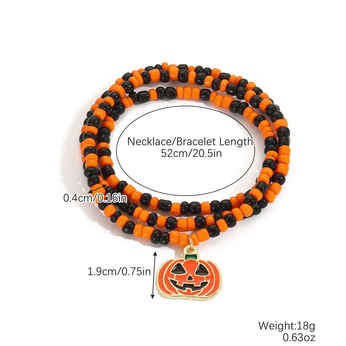 Pulsera de cuentas de calabaza y esqueleto de cerámica blanda para Halloween