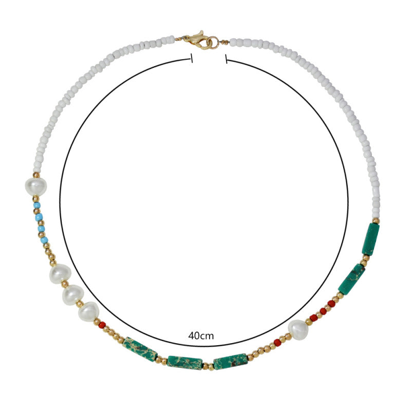 Collar de ágata de verano con perlas de estilo bohemio