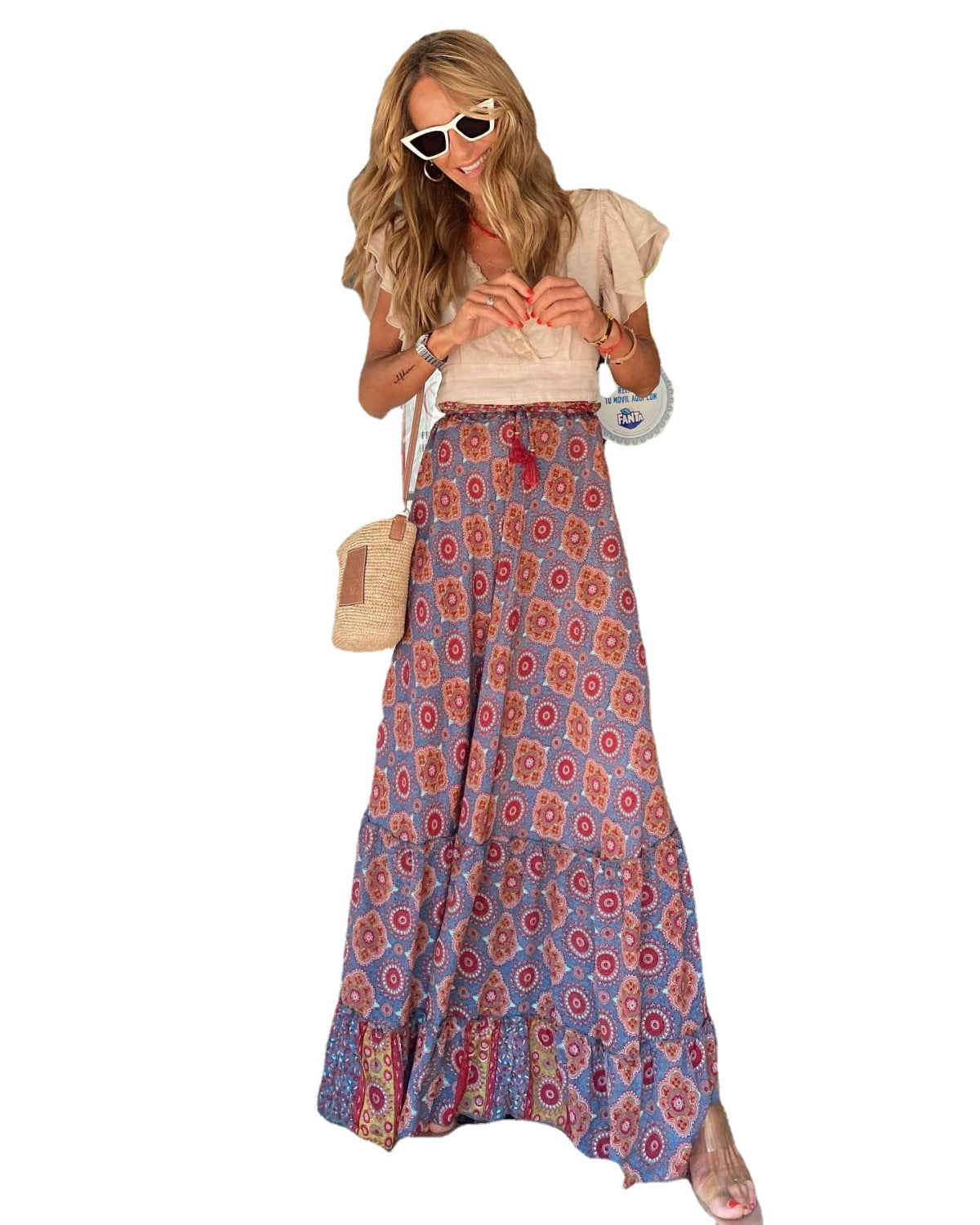 Women Summer Vacation Boho Large Swing Skirt