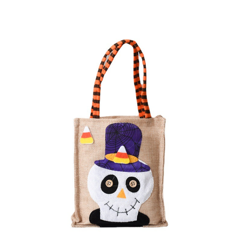 Bolsa de dulces de Halloween con forma de calabaza y bruja, no tejida