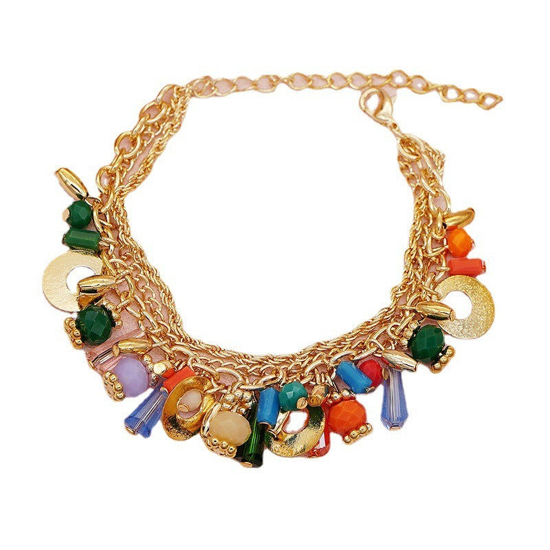 Bohemian Multi-Layer Beaded Chain Bracelet