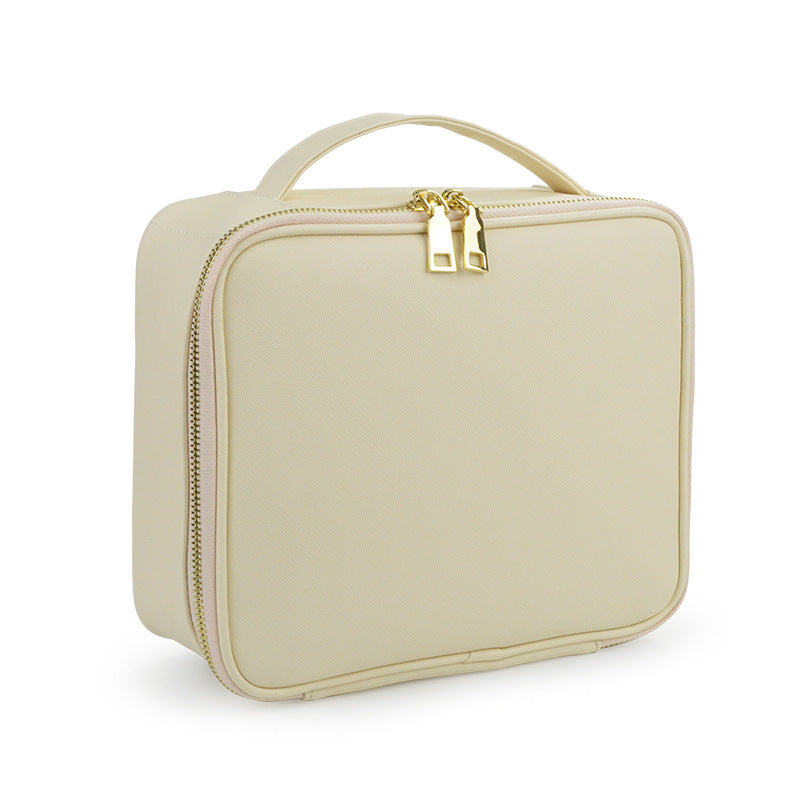 Bolsa de cosméticos de cuero sintético de moda - Portátil de gran capacidad