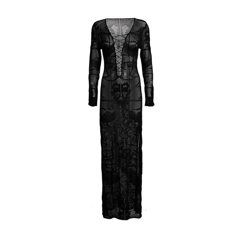 Women Boho Vacation Beach Knitted Maxi Dress Coverup