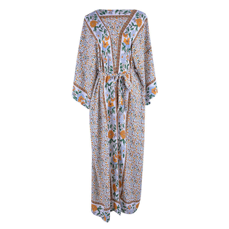 Cardigan imprimé floral pour femme, mode vacances plage