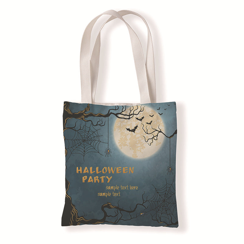 Bolsa de lona con estampado de dibujos animados de Halloween y terror