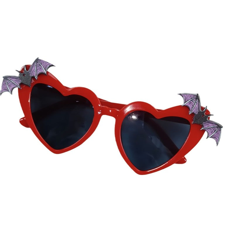 Lunettes de soleil en forme de cœur et de chauve-souris pour fête d'Halloween