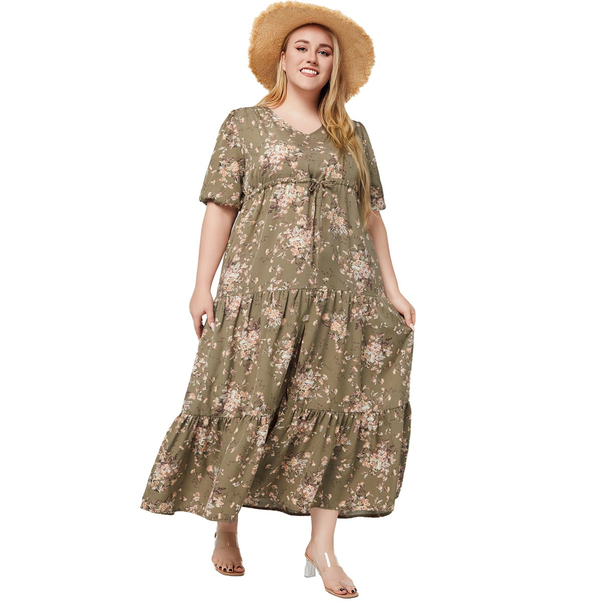 Vestido holgado informal de verano con estampado floral bohemio para mujer, talla grande
