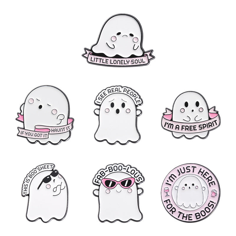 Broche fantôme d'Halloween en alliage de zinc pour femme, simple et mignonne