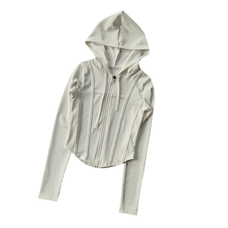 Veste de sport à capuche pour femme, en nylon et élasthanne