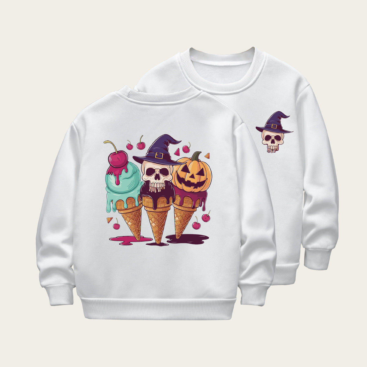 Kids Toddler Boys Girls Casual Halloween Cartoon Fleece Sweatshirt