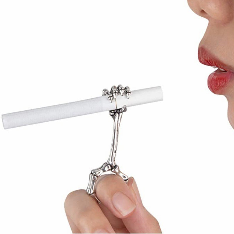 Soporte para anillo de fumar con forma de hueso de mano de esqueleto de Halloween