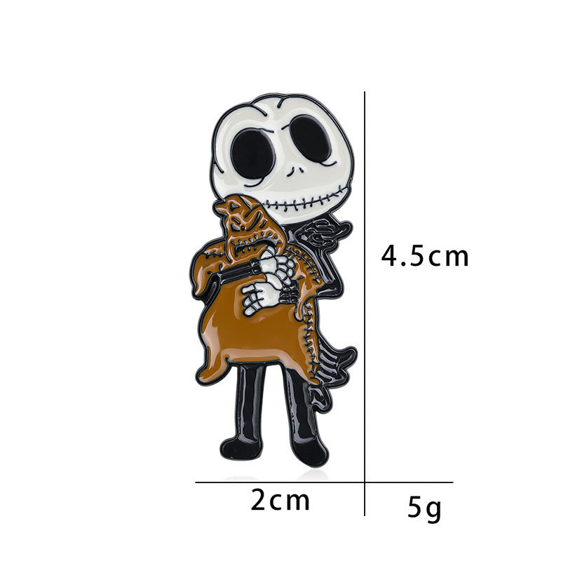 Broches en métal pour femmes, motif tête de mort, goutte d'huile, mode Halloween