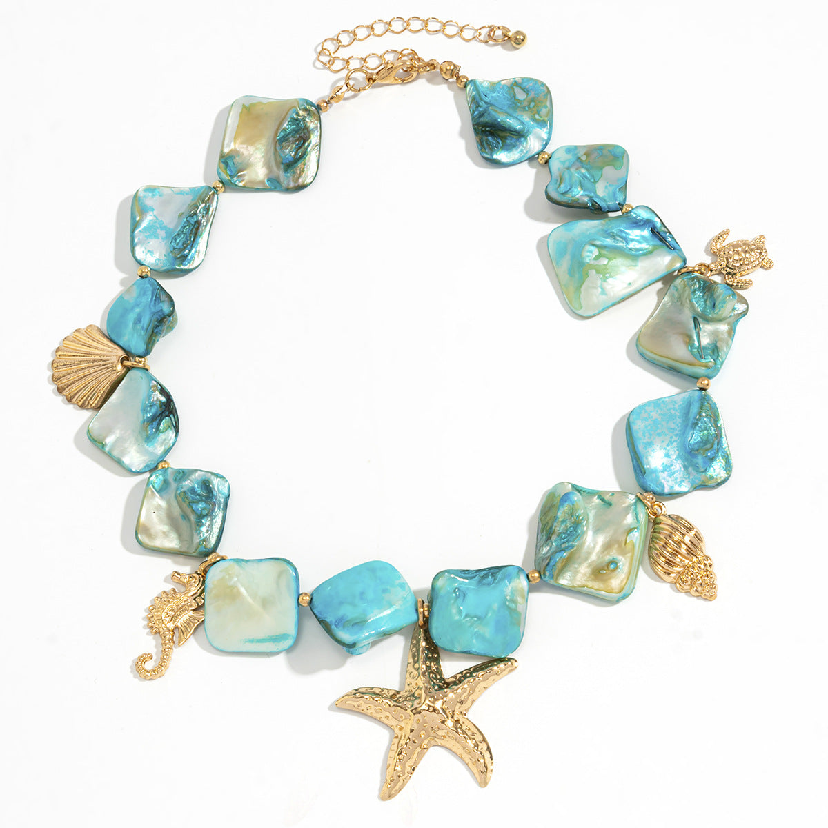 Collar de concha y estrella de mar estilo océano de verano para mujer