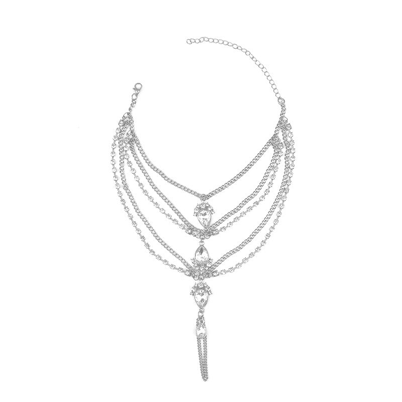 Tobillera multicapa con diamantes de imitación bohemios de moda para mujer
