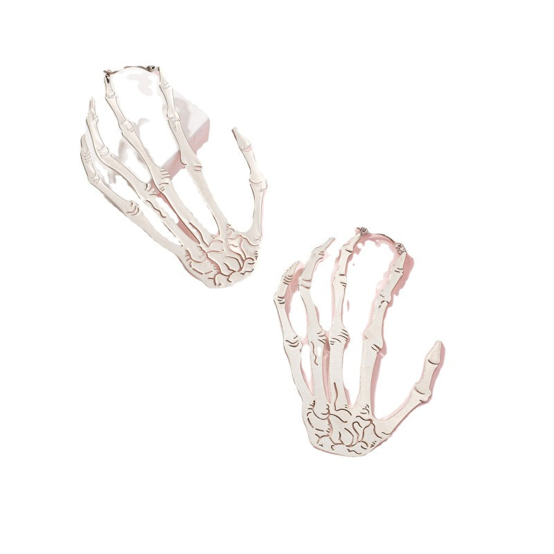 Halloween Exaggerated Woman Retro Creative Skull Claw Alloy Earrings