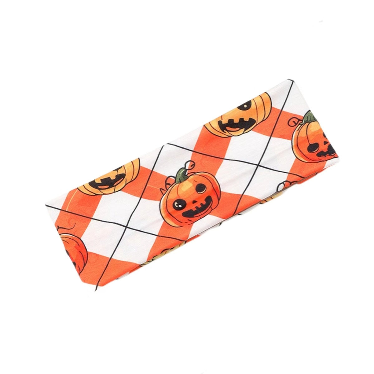 Bandeau de yoga pour cheveux en tissu éponge motif crâne d'Halloween, citrouille et toile d'araignée