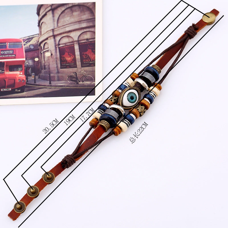 Bohemian Luck Eye 3-Layer PU Leather Bracelet