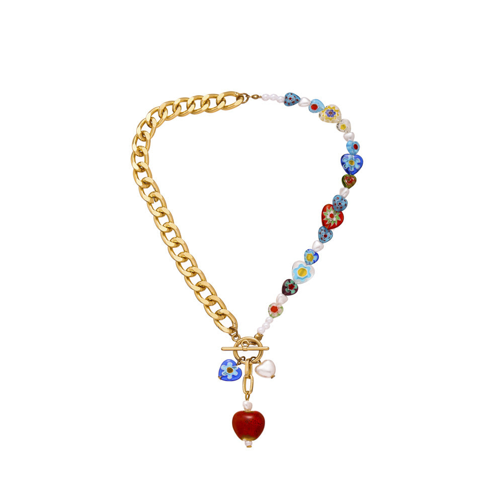 Collar elegante de perlas con forma de corazón de Bohemian Glaze