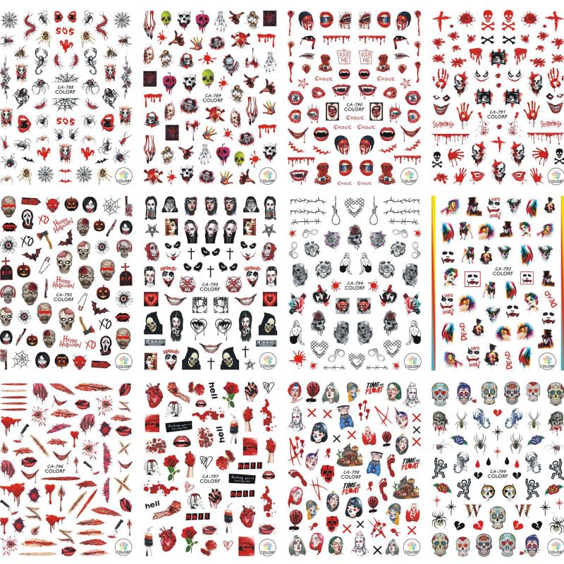 Halloween Skull Nail Stickers Funny Skull Design
