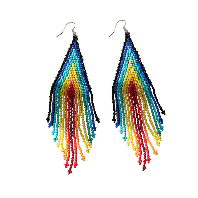 Boucles d'oreilles bohèmes à pampilles et perles de riz pour femmes