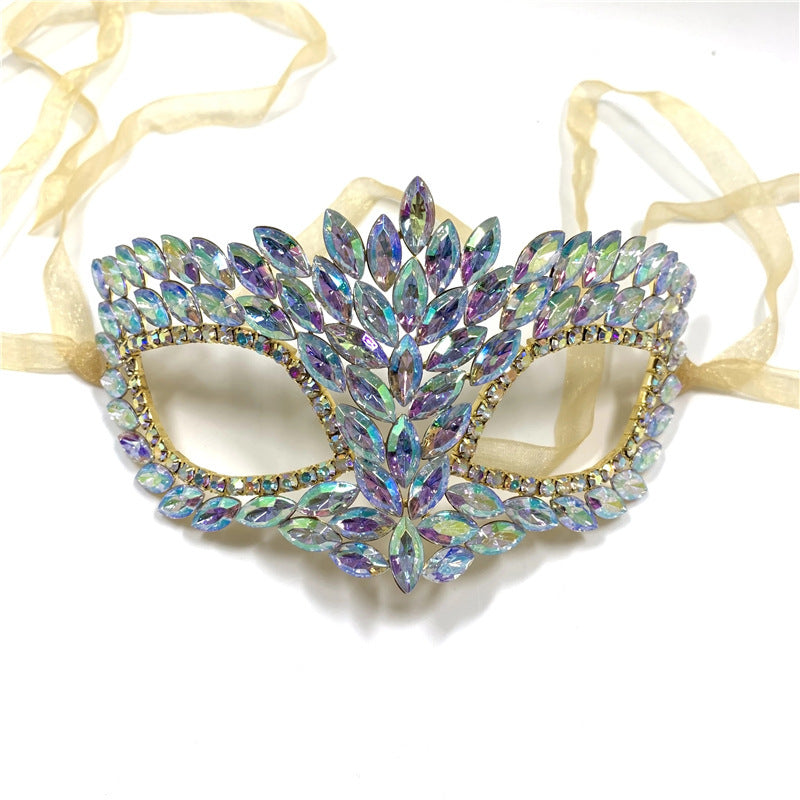 Masque de mascarade d'Halloween pour femme en strass