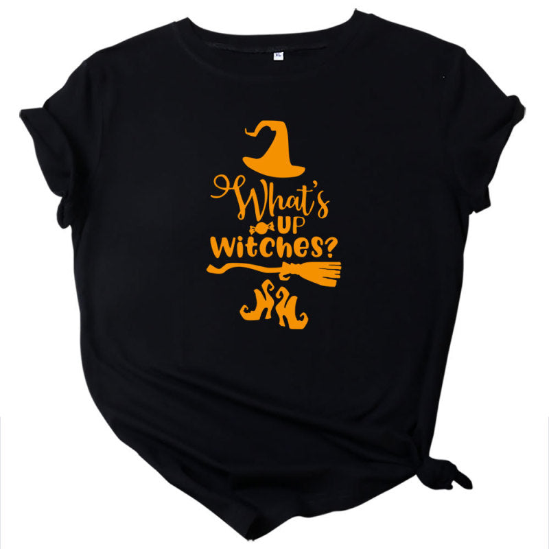 Camiseta informal de Halloween con cuello redondo y manga corta para mujer