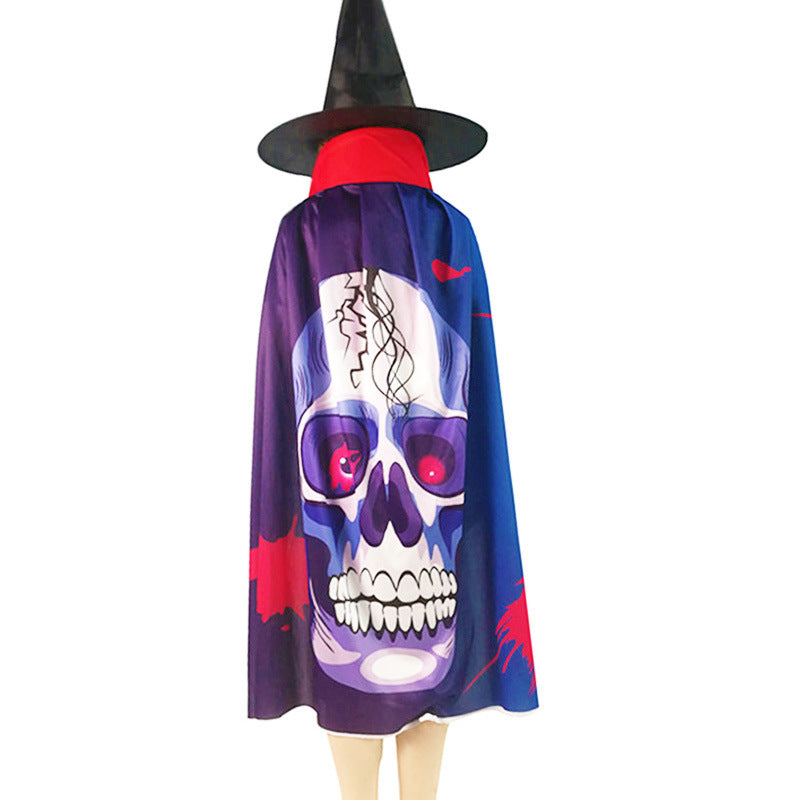 Halloween Digital Printing Pumpkin Ghost Pattern Cloak