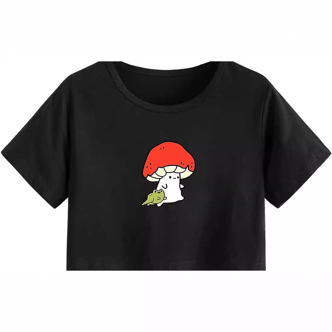 Camiseta corta de manga corta lisa y sencilla para mujer