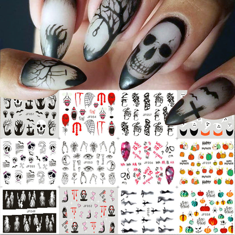 Halloween Series Funny Skull Bone Ghost Diy Nail Sticker