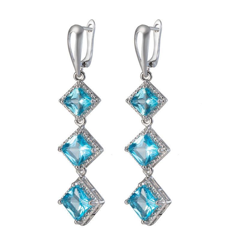 Pendientes bohemios con piedras preciosas para mujer