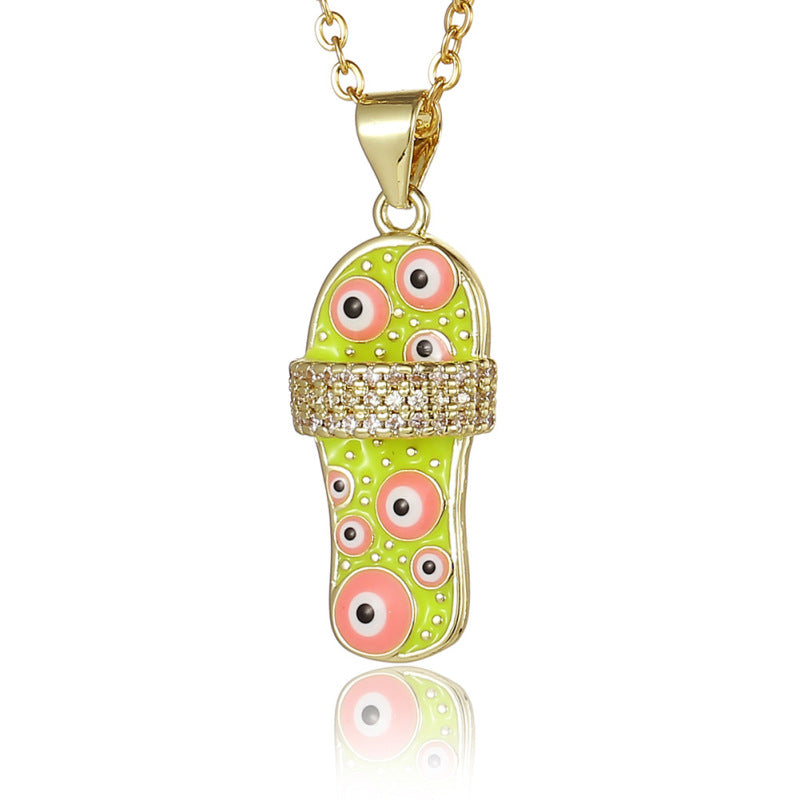 Collar con colgante de zapatilla de ojo malvado para mujer