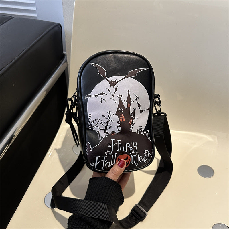 Bolso bandolera con grafiti de murciélago oscuro para mujer, de Halloween