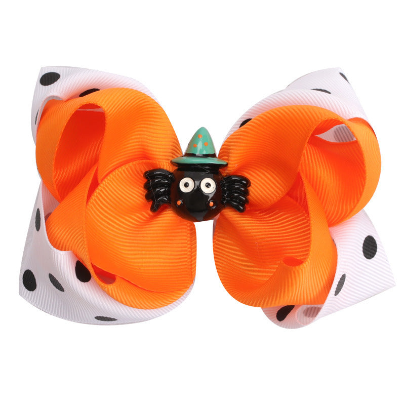 Pince à cheveux citrouille avec nœud pour enfants, accessoires pour cheveux d'Halloween
