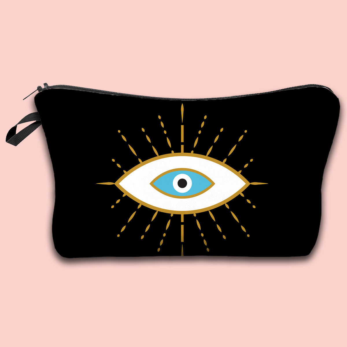 Bolsa de cosméticos portátil con diseño de mal de ojo para mujer