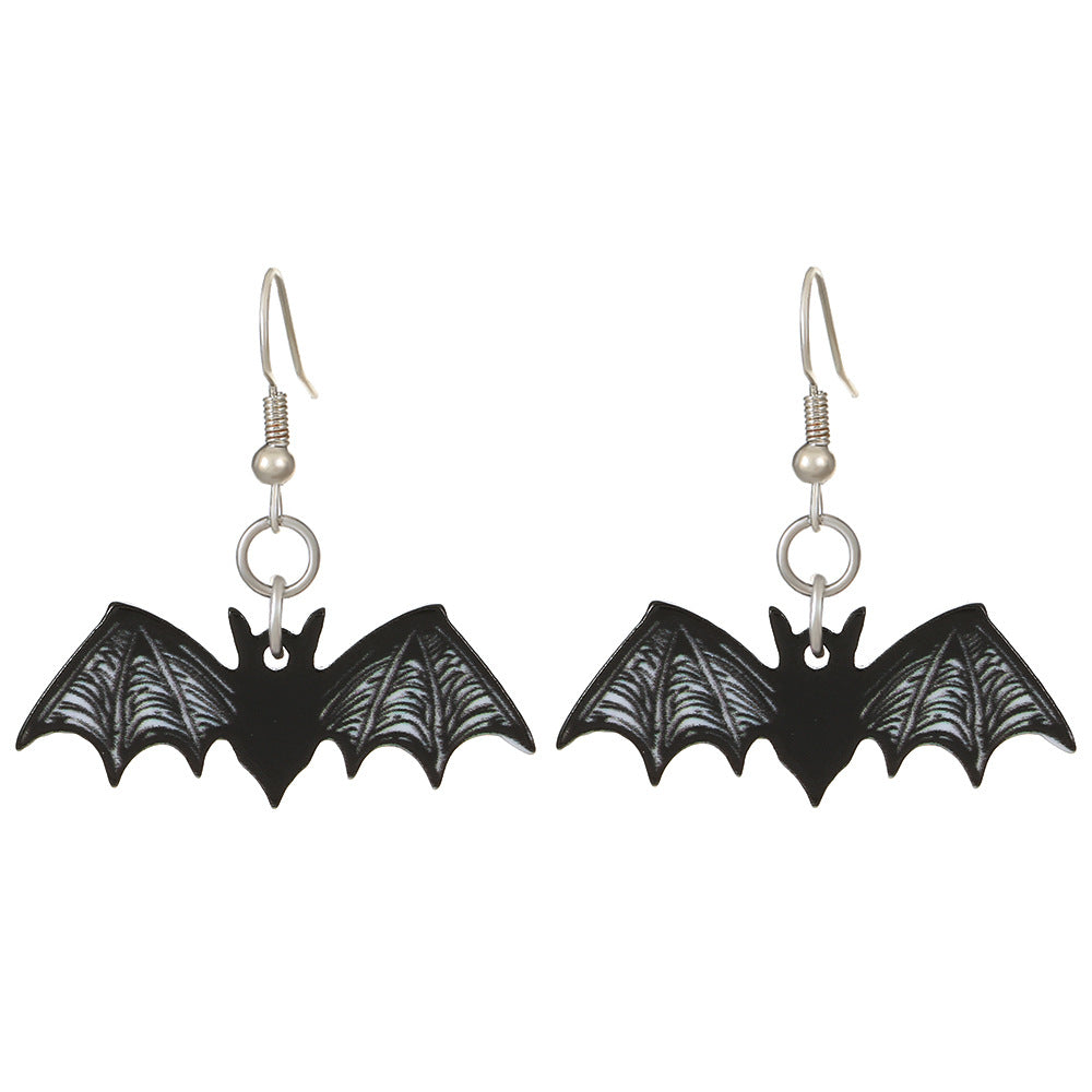 Halloween Women Fashion Creative Bat Skull Acrylic Earrings