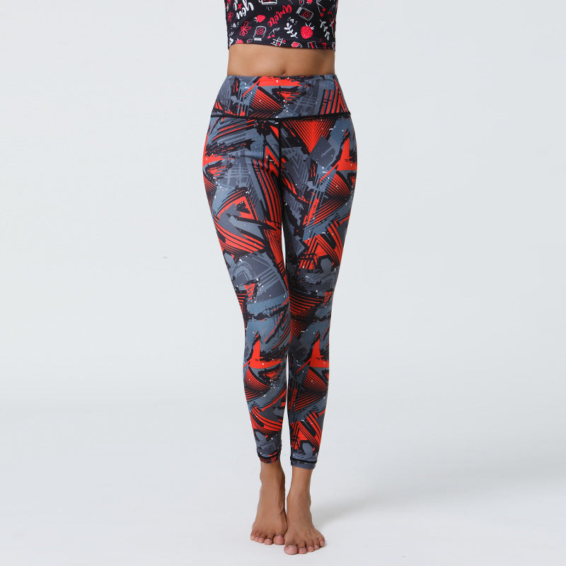 Leggings de sport taille haute imprimés pour femmes, style yoga
