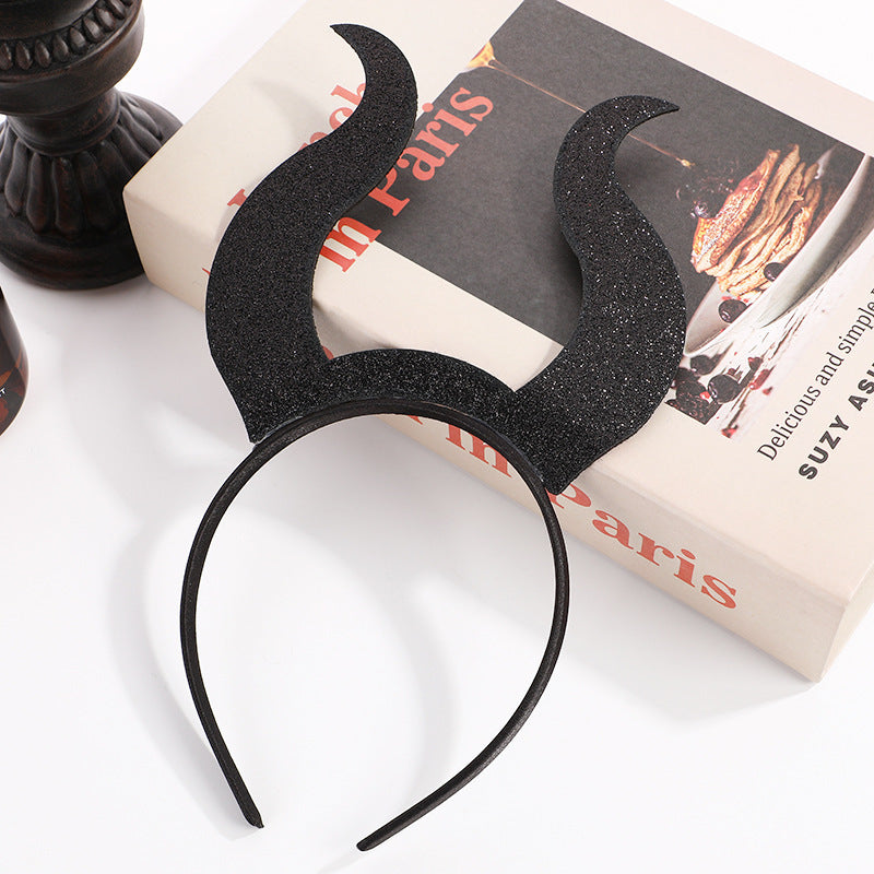 Bandeau de chauve-souris imitation paillettes d'Halloween en cuir PU