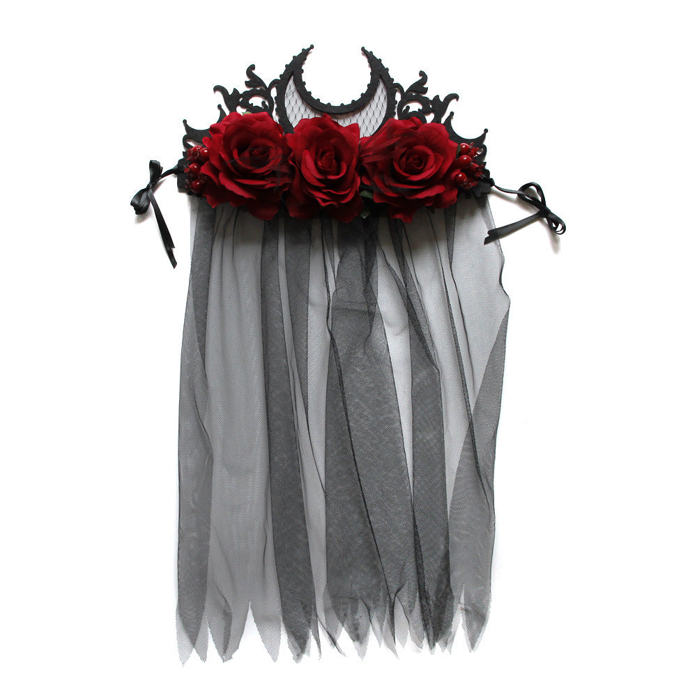 Couronne diadème gothique en maille rose pour femme