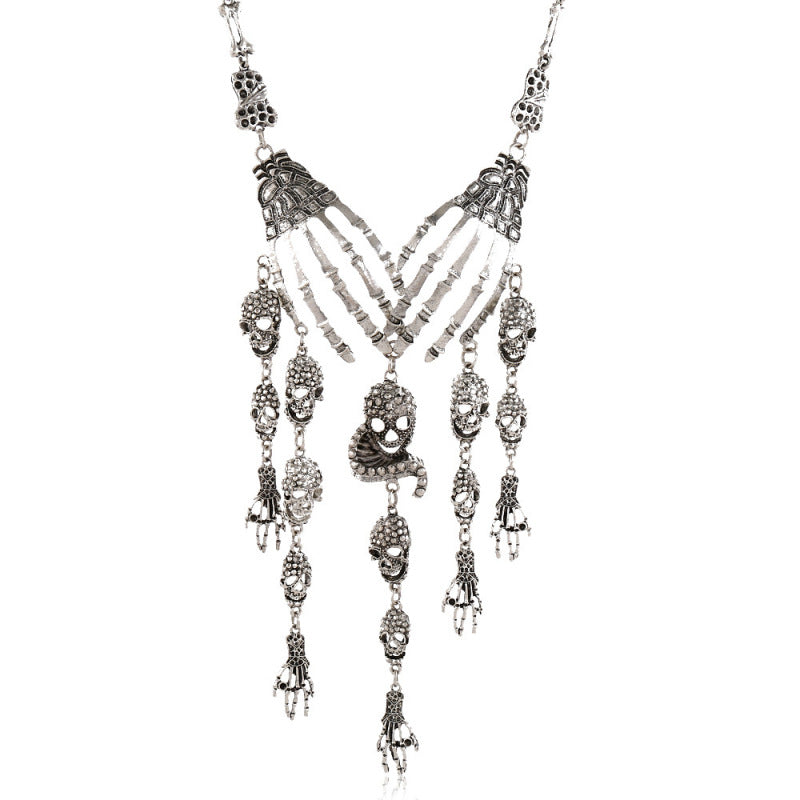 Collar de fantasma de Halloween exagerado estilo punk retro para mujer