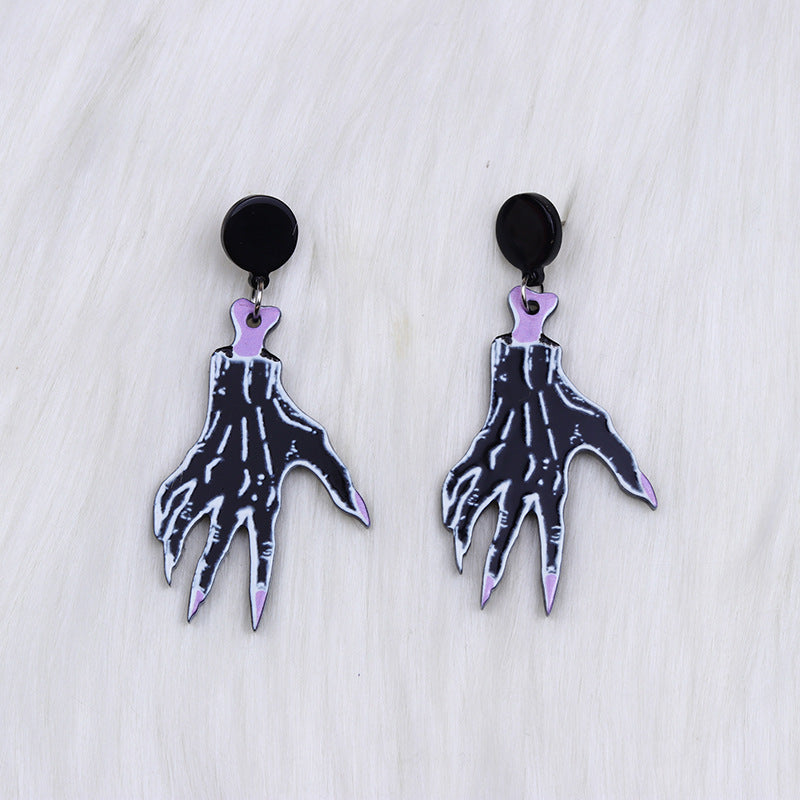 Pendientes exagerados de botella de veneno de esqueleto de Halloween con diseño acrílico