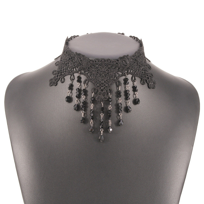 Gargantilla de encaje con colgante de cristal de Halloween a la moda para mujer