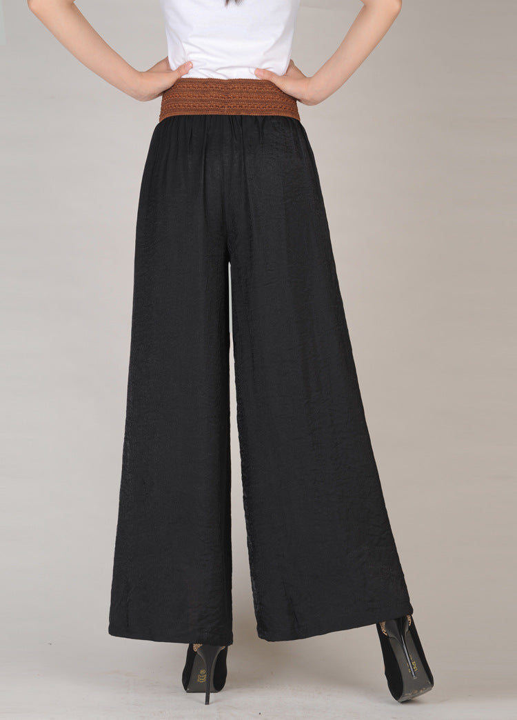 Pantalones anchos de lino y algodón para mujer