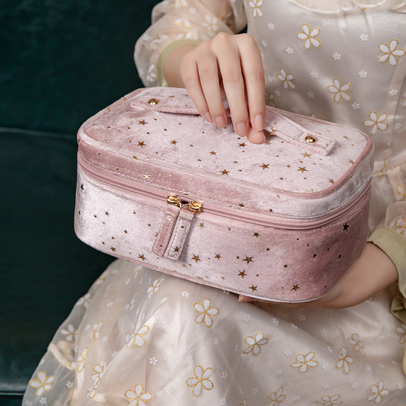 Bolsa de cosméticos portátil sencilla de forro polar con forma de estrella