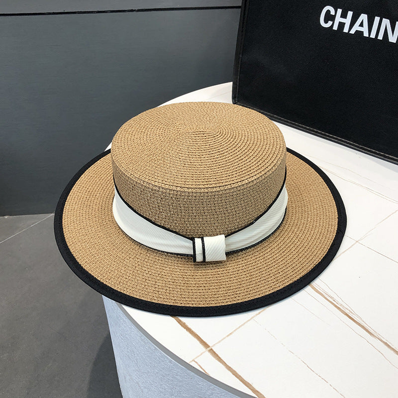 Elegante sombrero de paja plano para el sol