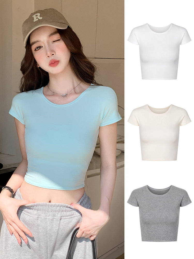 Camiseta básica informal de verano para mujer con corte ajustado