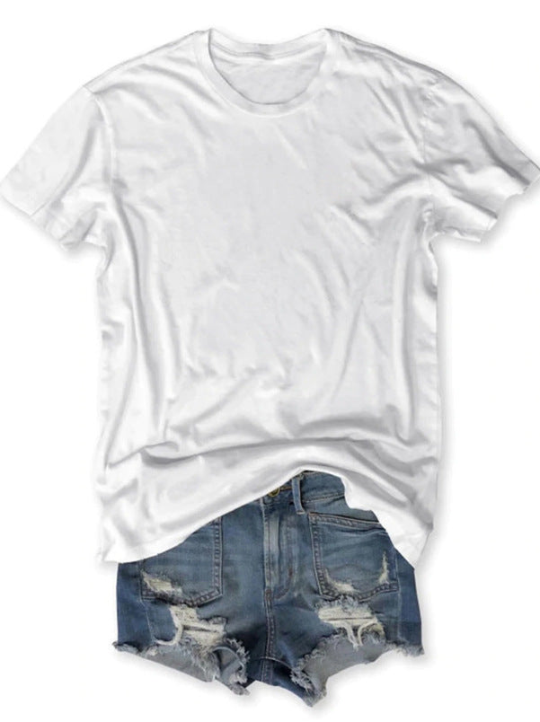 T-shirt d'été simple et basique pour femme, couleur unie, vierge